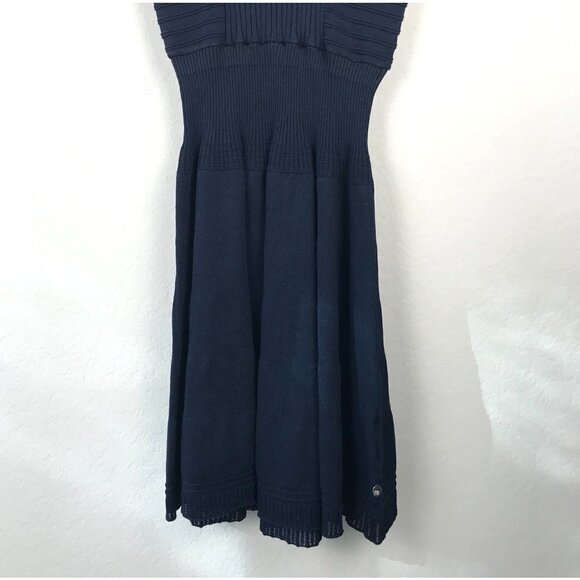Scotch & Soda Navy Ribbed Knit Short Sleeve RuffleTrim Dress Size Small - Picture 8 of 12